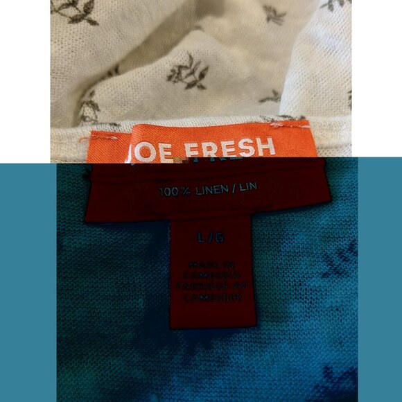 Womens Linen Top T Shirt Flower Print White Large Short Sleeve Light Breathable - Picture 3 of 3